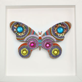 Butterfly mosaic in frame